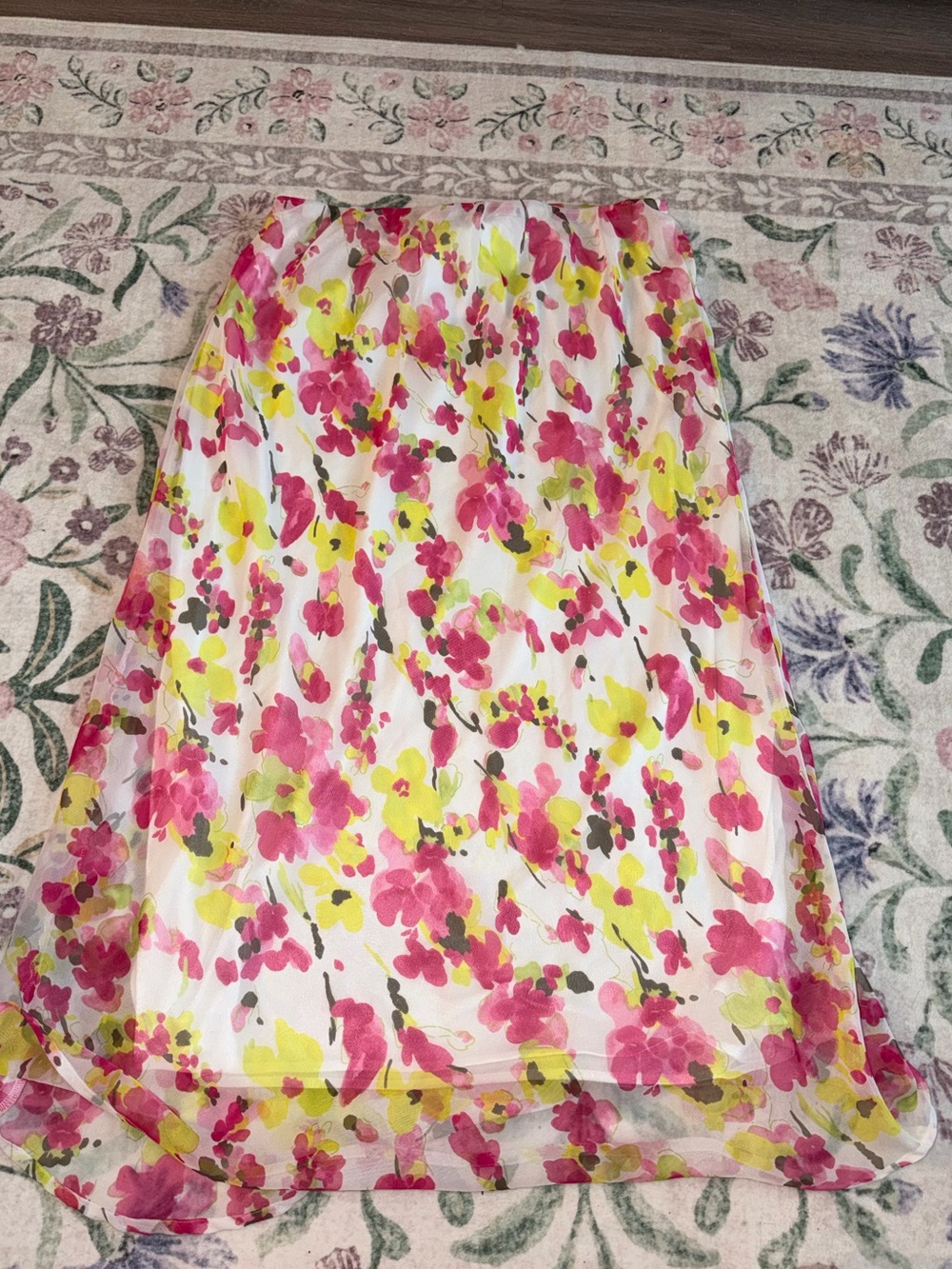 Cato Floral Maxi Skirt in Pink & Yellow